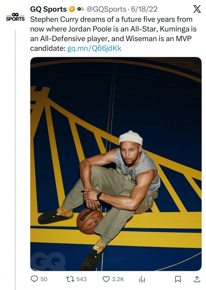 kaiyun 官网-全都让他失望！库里22年展望：普尔全明星 库明加防阵 怀斯曼MVP